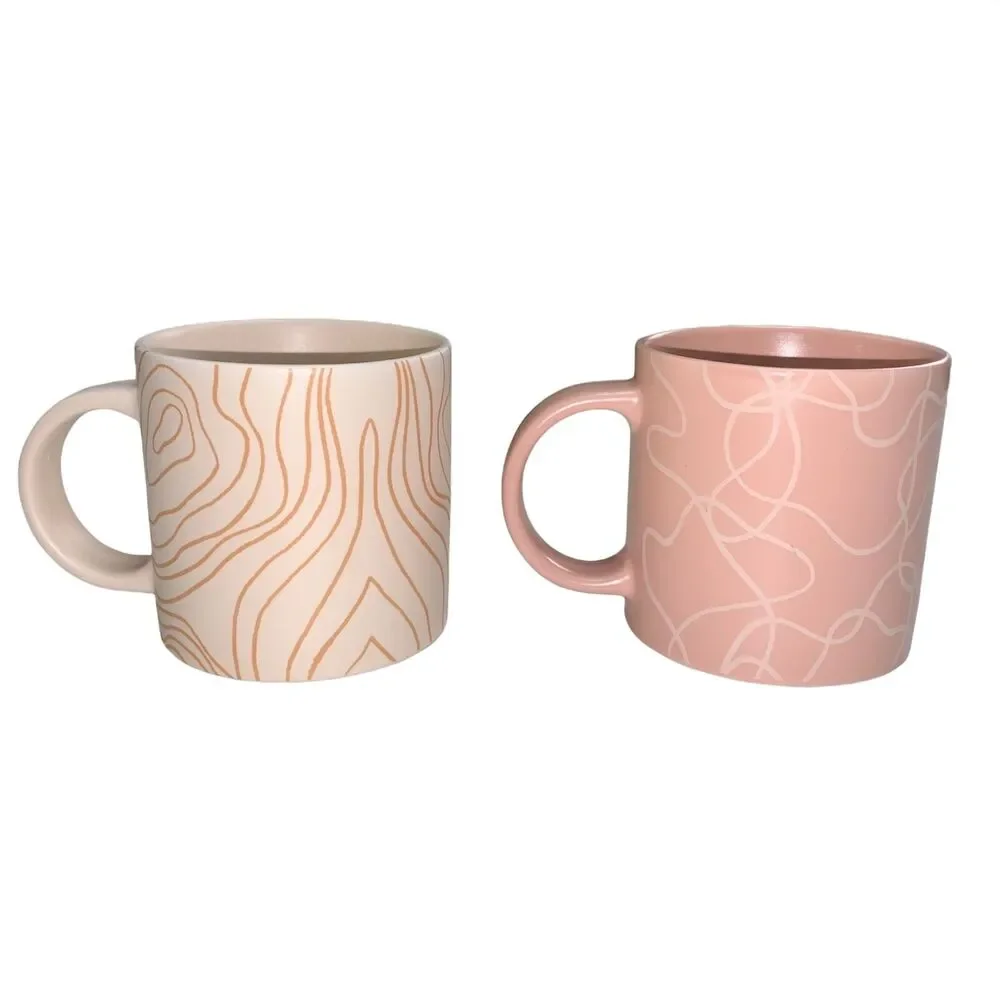 Whitney Kerney Causebox Set of 2 Abstract Coffee Tea Mugs Cups